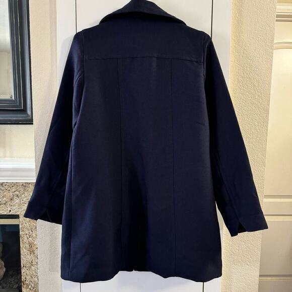 NWT Anthroologie Wellesley Pleated Peacoat Blue Lined Pockets Size XS - Picture 10 of 11